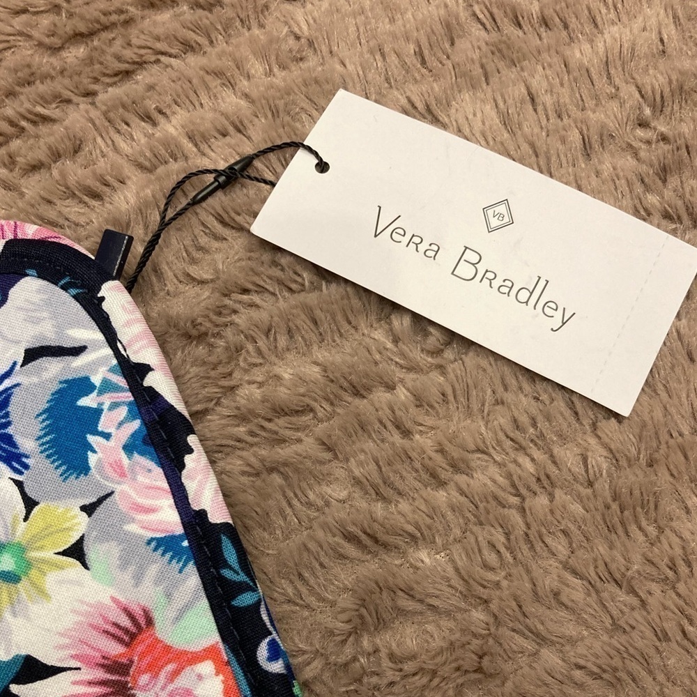 Vera Bradley Blue And Pink Floral ZipIn Brush Case Signature Cotton Garden Grove - Picture 9 of 13